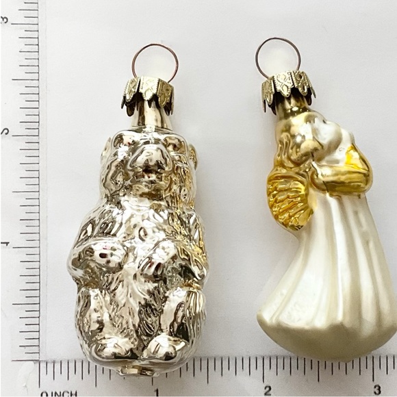 6 Vintage Glass Christmas Ornaments - Frog, Santa, Duck, Bear, Angel, Girl - Picture 9 of 11